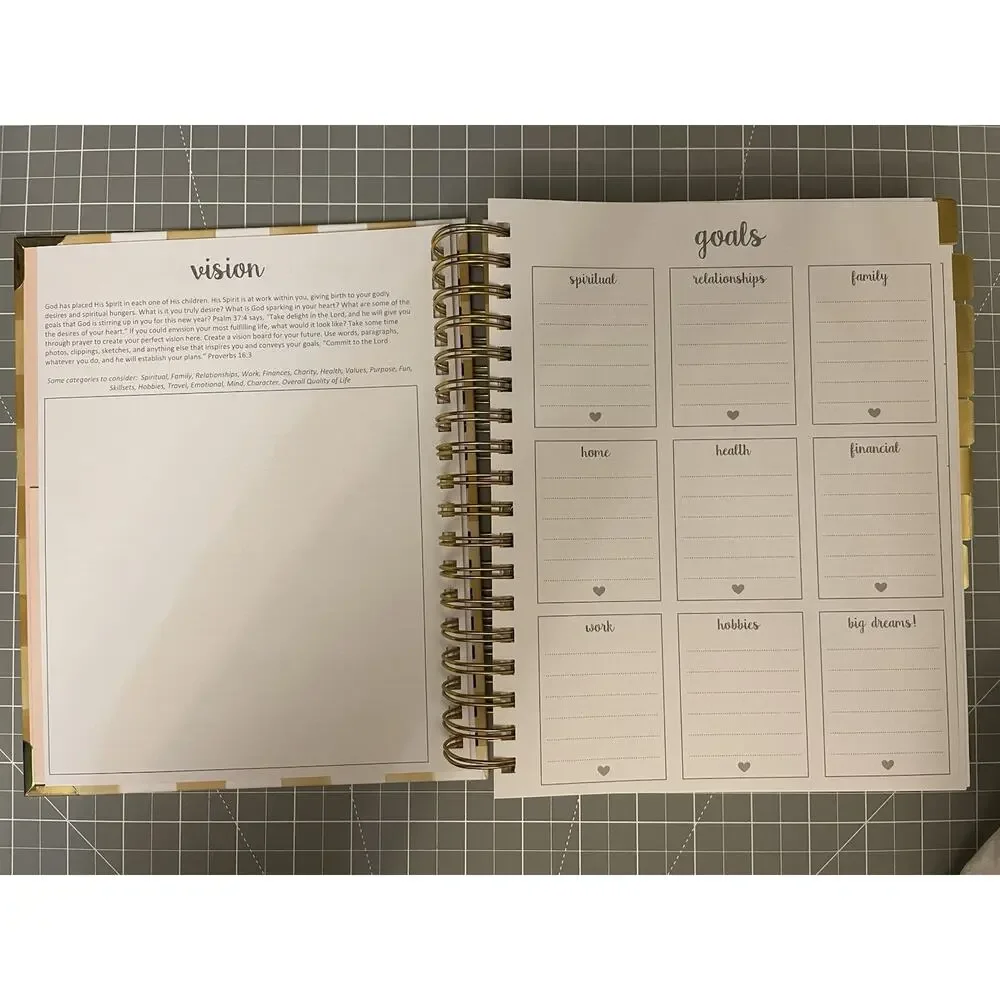 Prayerful Planner Undated Classic 7.5”x 9.5” Spiral Bound Yellow Gingham NIB